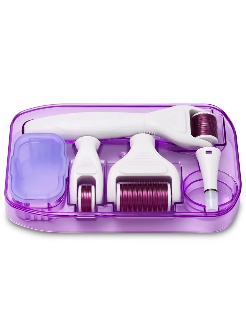 أسطوانة تنمية الشعر بالبراغمات الصغيرة 5 في 1 - لتركيز اللحية والوجه والعنق وتنمية الشعر - لعلاج التجاعيد والندبات والحبوب والخدوش - أداة جمال منزلية مضادة للشيخوخة - Image 4